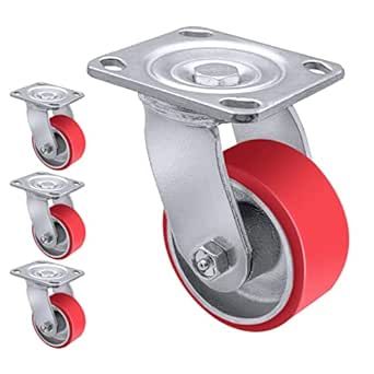 4"X 2" Heavy Duty Casters - Industrial Casters Polyurethane Caster with Strong Load-Bearing Capacity 3000 LB, Heavy Duty casters Set of 4, Widely Used in Furniture,WorkBrench,Tool Box (4 Swivel)