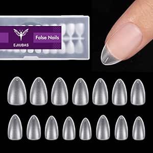 Ejiubas Short Matte Almond Gel Nail Tips - 15 Sizes, 300Pcs, Ultra Fit & Natural False Nails with Box for Nail Extension