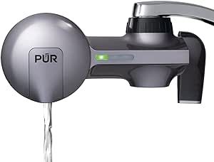 PUR PLUS Water Filtration System, Metallic Grey – Horizontal Faucet Mount for Crisp, Refreshing Water, PFM350V
