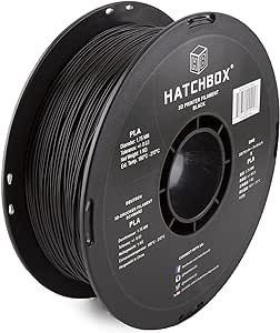 HATCHBOX 1.75mm Black PLA 3D Printer Filament, 1 KG Spool, Dimensional Accuracy +/- 0.03 mm, 3D Printing Filament