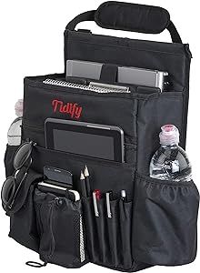 Tidify Car Front Seat Organizer [2023 UPDATED] with Dedicated Tablet and Laptop Storage Stabilizing Side Straps Soft Adjustable Shoulder Strap and Hardened Buckles Your Office Away from Office