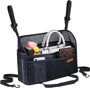 WLLWOO Car Net Pocket Handbag Holder Between Seats Back Storage Organizer Purse Holder for Console Front Seat Storage Barrier